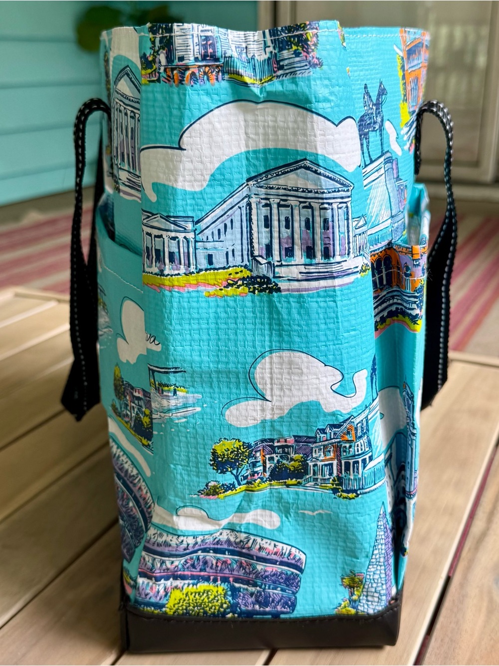 SCOUT RVA Richmond Virginia Landmark Pocket Tote Bag Zip Top Turquoise - Picture 4 of 16